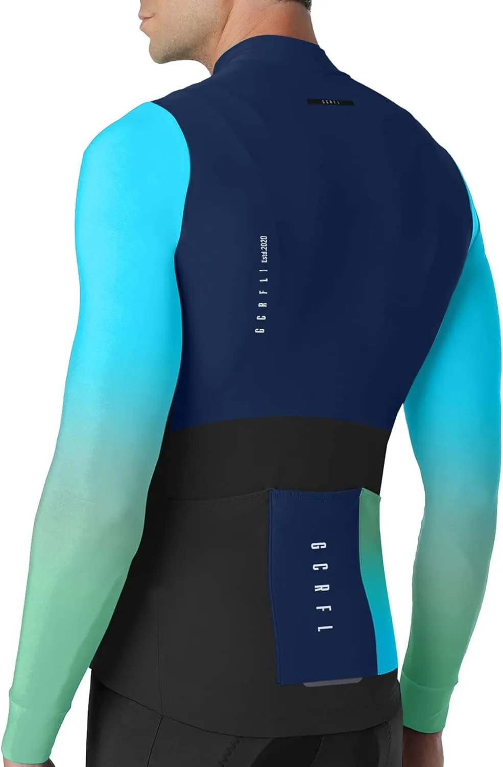 GCRFL Men's Cycling Jersey Long Sleeves Road Bike Jersey Shirt Cycling Tops, Zipper Pocket Lightweight PRO Race Fit UPF 50 