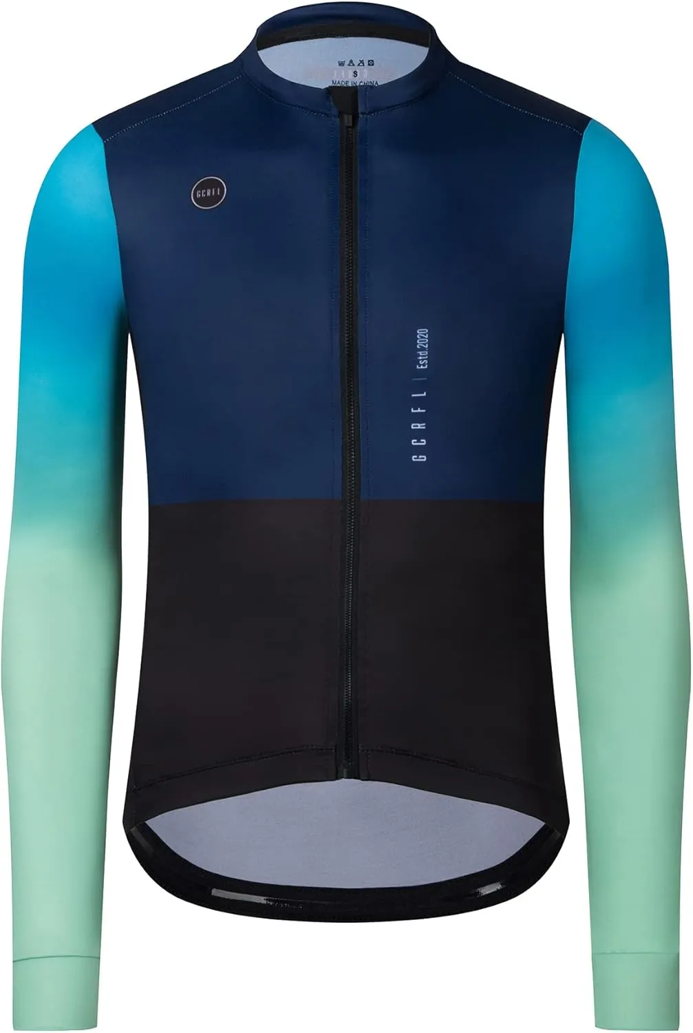 GCRFL Men's Cycling Jersey Long Sleeves Road Bike Jersey Shirt Cycling Tops, Zipper Pocket Lightweight PRO Race Fit UPF 50 