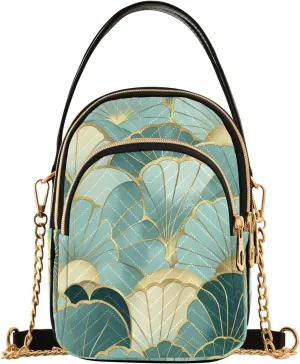 Geometric Green Abstraction trendy travel crossbody with multi pockets handbag for women for wife