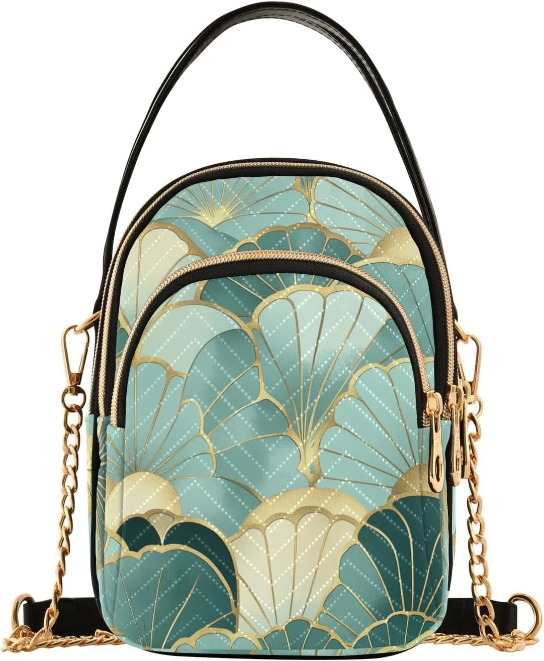 Geometric Green Abstraction trendy travel crossbody with multi pockets handbag for women for wife