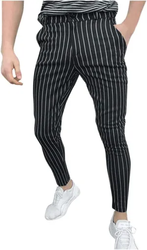 GIERIDUC Men's Athletic Running Joggers Mens Super Skinny Black Trousers Pants with The Long Strings Mens Long Running Pants