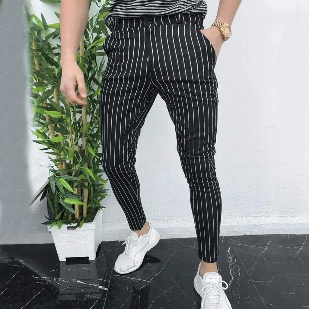 GIERIDUC Men's Athletic Running Joggers Mens Super Skinny Black Trousers Pants with The Long Strings Mens Long Running Pants