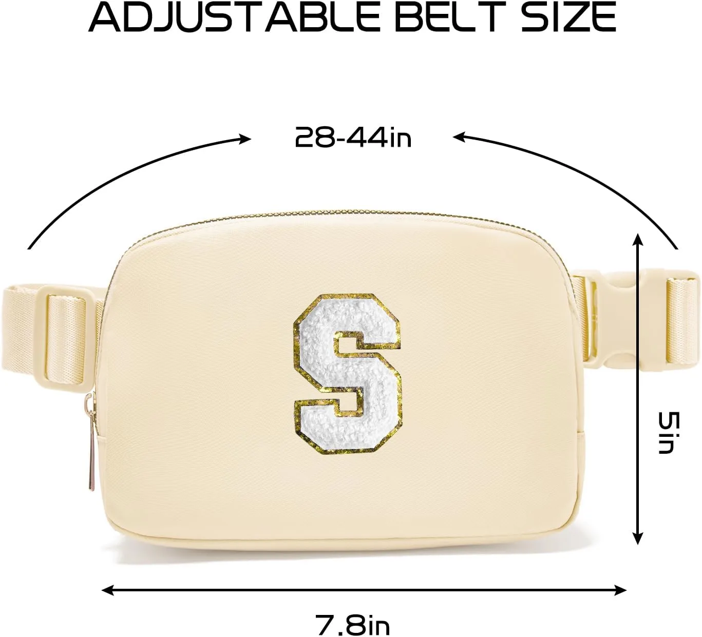 Gitus Birthday Gifts for 8 9 10 11 12 13 Year Old Girls Personalized Fanny Pack Crossbody Bags with Initial Letter Patch Belt Bag for Teen Girls Cute Trendy Stuff Travel Essentials (Beige-S)