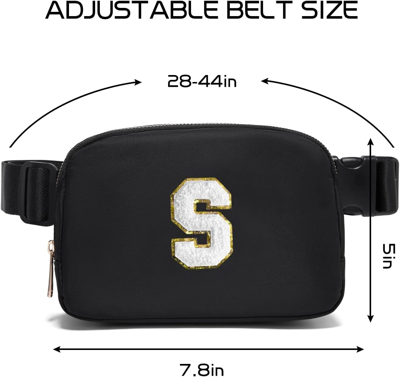 Gitus Birthday Gifts for 8 9 10 11 12 13 Year Old Girls Personalized Fanny Pack Crossbody Bags with Initial Letter Patch Belt Bag for Teen Girls Cute Trendy Stuff Travel Essentials (Black-S)