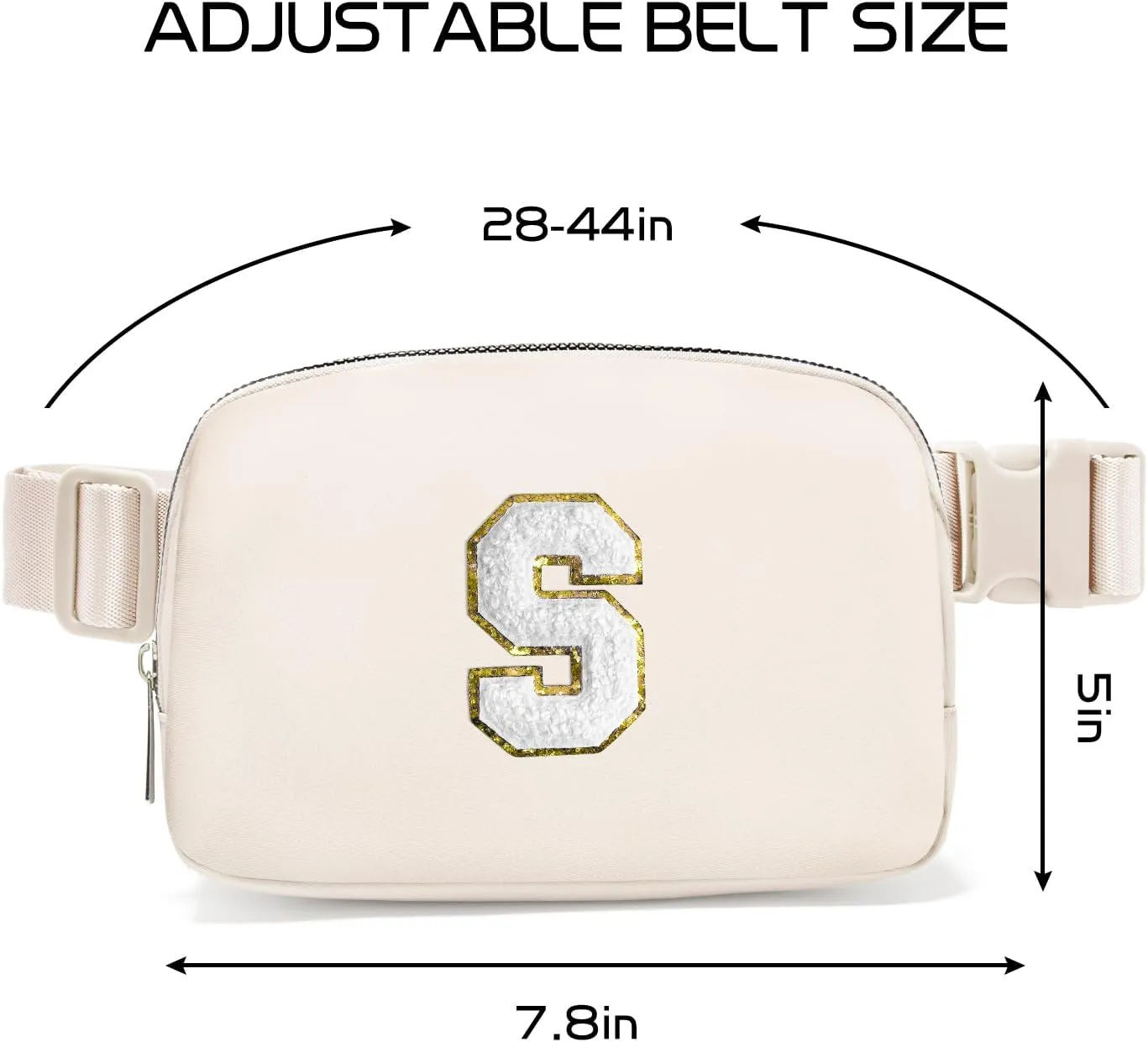 Gitus Birthday Gifts for 8 9 10 11 12 13 Year Old Girls Personalized Fanny Pack Crossbody Bags with Initial Letter Patch Belt Bag for Teen Girls Cute Trendy Stuff Travel Essentials (Ivory-S)