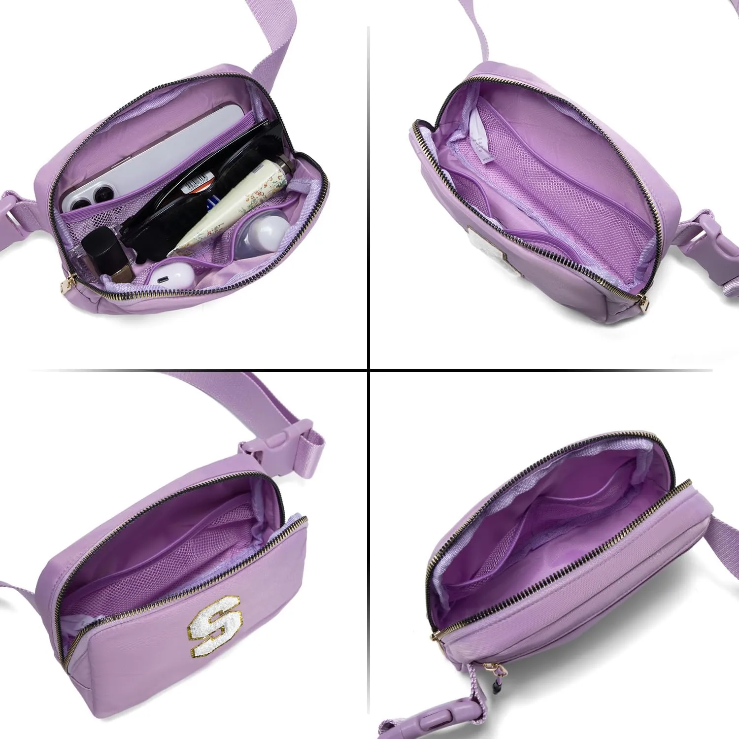 Gitus Birthday Gifts for 8 9 10 11 12 13 Year Old Girls Personalized Fanny Pack Crossbody Bags with Initial Letter Patch Belt Bag for Teen Girls Cute Trendy Stuff Travel Essentials (Lavender-S)