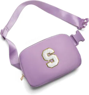 Gitus Birthday Gifts for 8 9 10 11 12 13 Year Old Girls Personalized Fanny Pack Crossbody Bags with Initial Letter Patch Belt Bag for Teen Girls Cute Trendy Stuff Travel Essentials (Lavender-S)