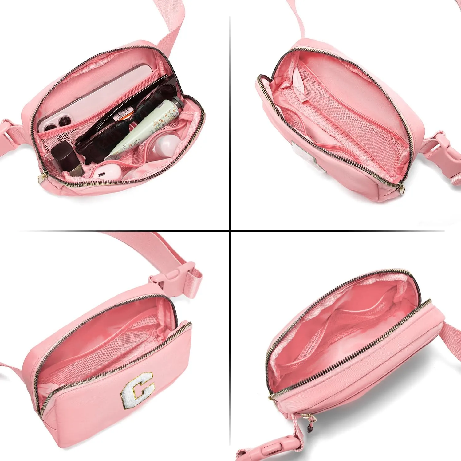 Gitus Birthday Gifts for 8 9 10 11 12 13 Year Old Girls Personalized Fanny Pack Crossbody Bags with Initial Letter Patch Belt Bag for Teen Girls Cute Trendy Stuff Travel Essentials (LightPink-C)