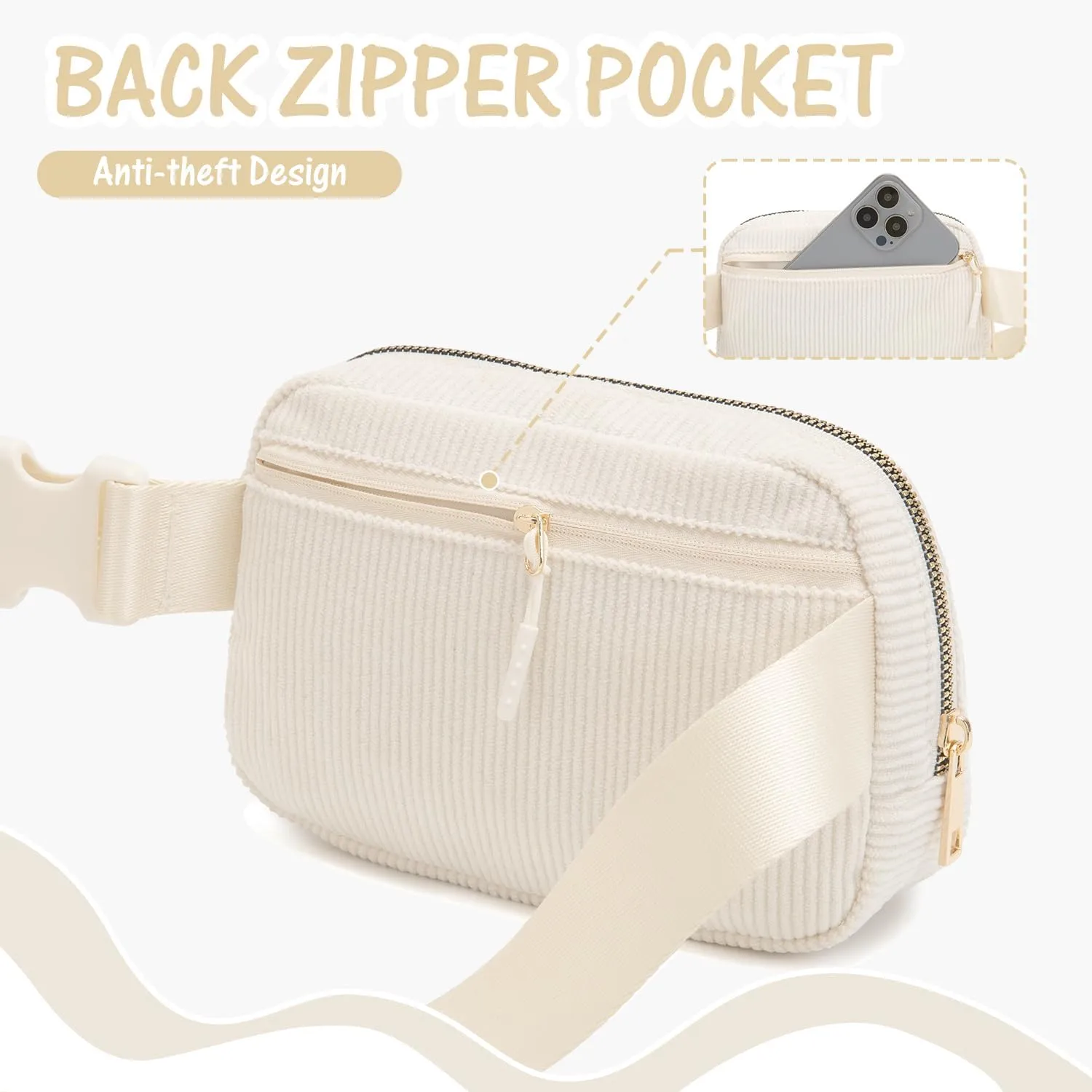 Gitus Gifts for Teen Girls 10-12 12-14 14-16 16-18 Birthday Gifts for Girls Women Sister Teacher Initial Belt Bag Fanny Pack Crossbody Bags for Teen Girl Gifts Trendy Stuff Travel Essentials (Ivory-S)