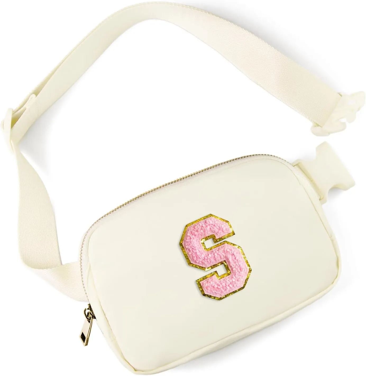 Gitus Personalized Gifts Birthday Gifts for Girls Fanny Pack Cross Body Bags with Initial Letter Preppy Stuff Gifts for Her Girlfriend Wife Sister Friends Mom (Ivory-S)