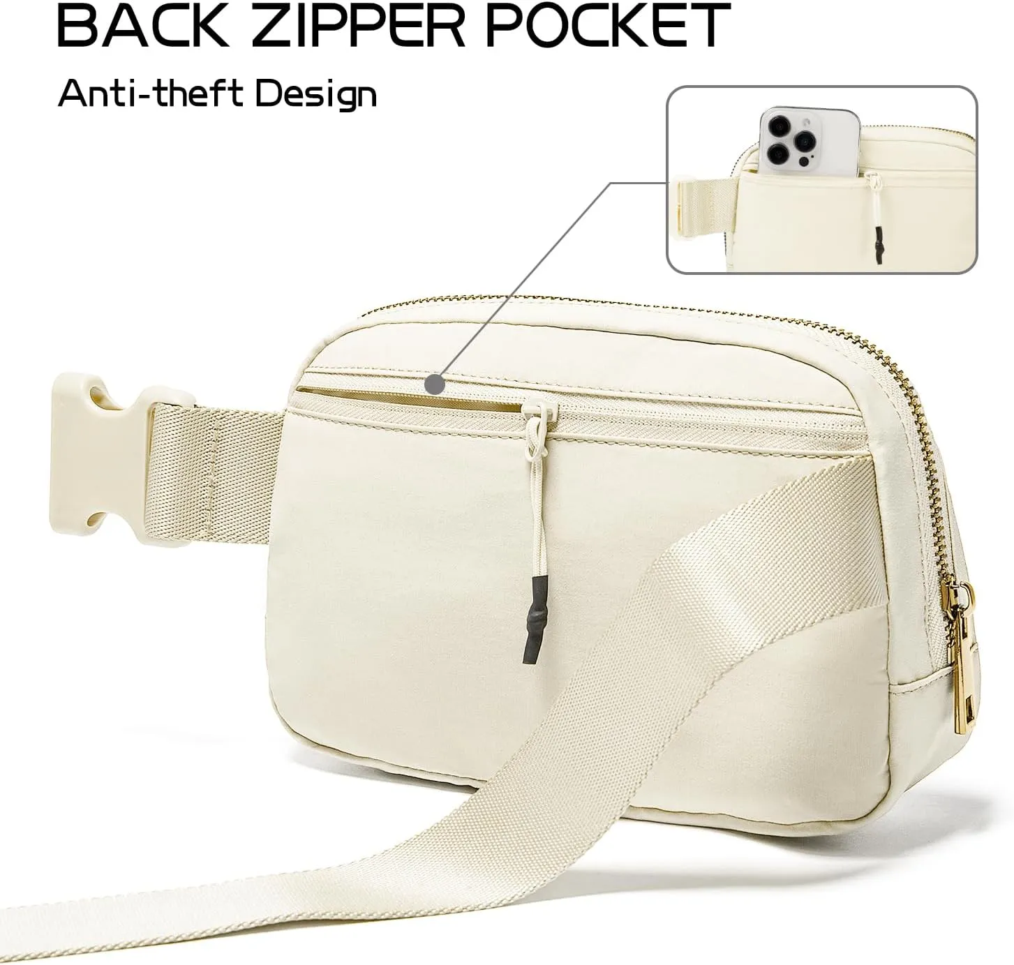 Gitus Personalized Gifts Birthday Gifts for Girls Fanny Pack Cross Body Bags with Initial Letter Preppy Stuff Gifts for Her Girlfriend Wife Sister Friends Mom (Ivory-S)