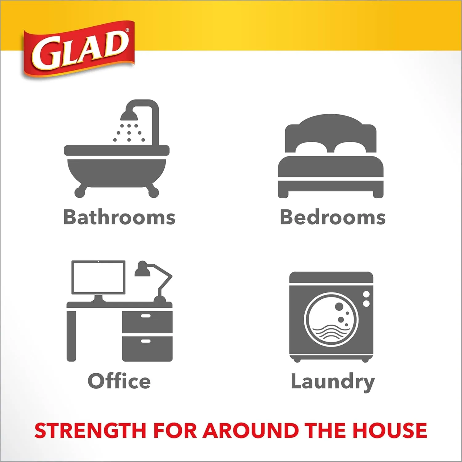 Glad Small Drawstring Trash Bags with Clorox, 4 Gal, Lemon Fresh Bleach, 80 Ct (Package May Vary)