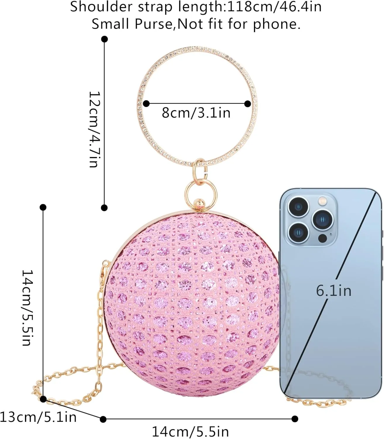 Glittering Round Straw Shoulder Bag: Sequined Chain Strap & Versatile Crossbody Design for Day-to-Evening Elegance
