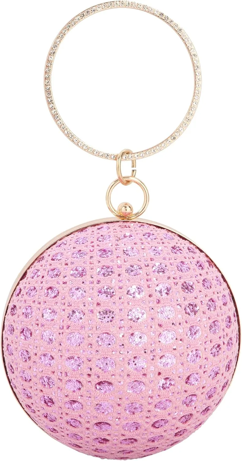 Glittering Round Straw Shoulder Bag: Sequined Chain Strap & Versatile Crossbody Design for Day-to-Evening Elegance