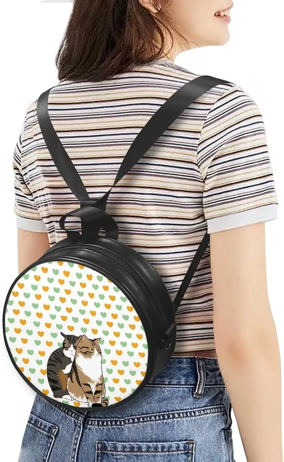 Gomyblomy Womens Girls Tote Handbag Fashion Zip Up PU Leather Meaasenger Bag Round Wallet with Adjustable Straps