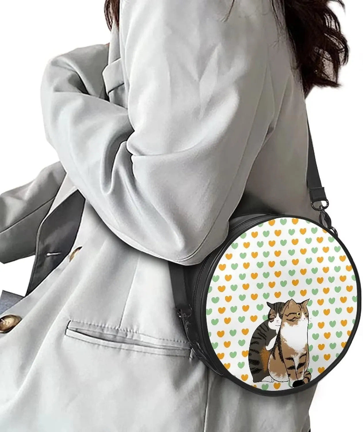 Gomyblomy Womens Girls Tote Handbag Fashion Zip Up PU Leather Meaasenger Bag Round Wallet with Adjustable Straps