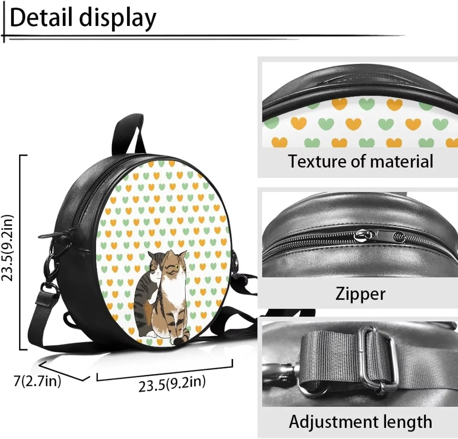 Gomyblomy Womens Girls Tote Handbag Fashion Zip Up PU Leather Meaasenger Bag Round Wallet with Adjustable Straps