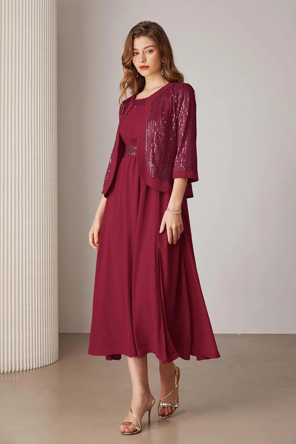 GRACE KARIN Women's Formal Dresses Mother of The Bride Dresses for Wedding Party Cocktail Dress Two Piece Dress Sequin Dress