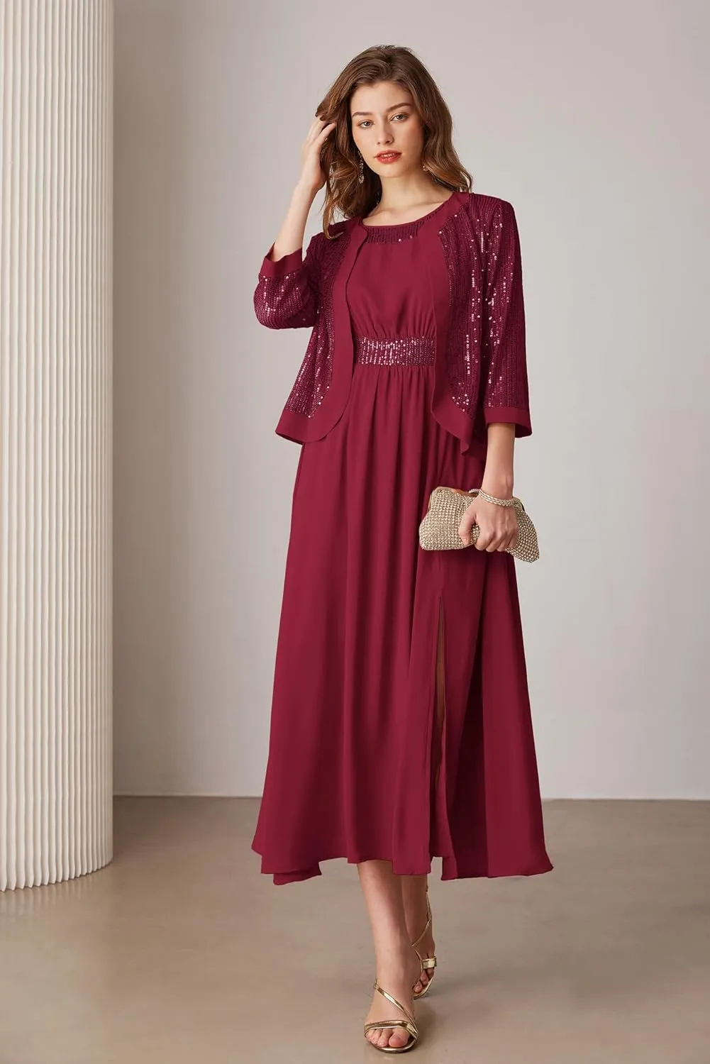 GRACE KARIN Women's Formal Dresses Mother of The Bride Dresses for Wedding Party Cocktail Dress Two Piece Dress Sequin Dress