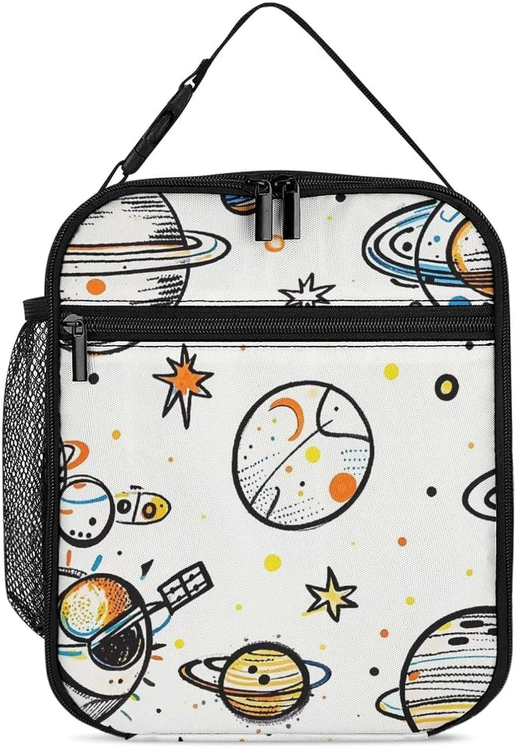 Graffiti Astronaut Spacecraft Lunch Bag for Adults, Portable Insulated Lunch Tote Bags with Handle And Bottle Pocket, Leakproof Reusable Lunchbox for Work, Picnic, Travel