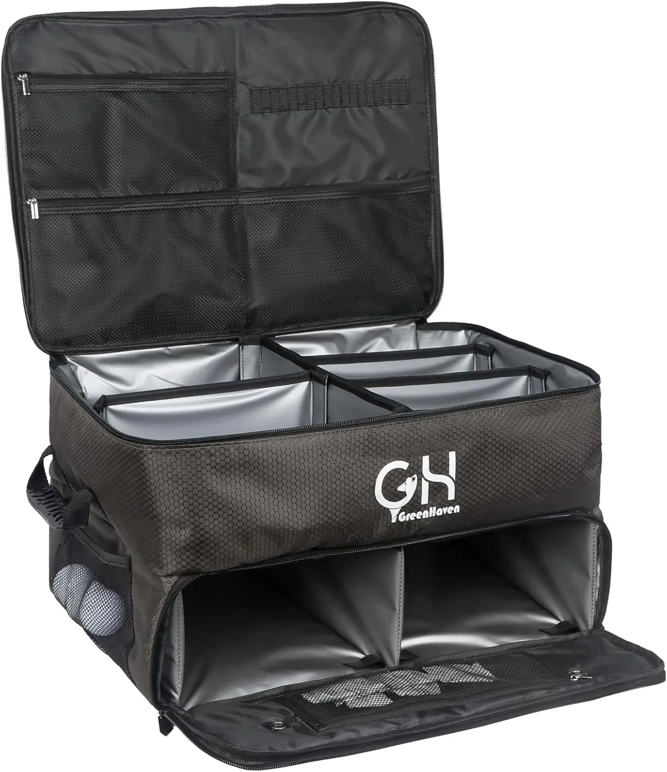 GreenHaven Golf Trunk Organizer - Waterproof Car Shoes Bag With Separate Ventilated Compartments, Large Storage Box for Balls, Tees, Clothes, Gloves, Accessories - Gift for Father