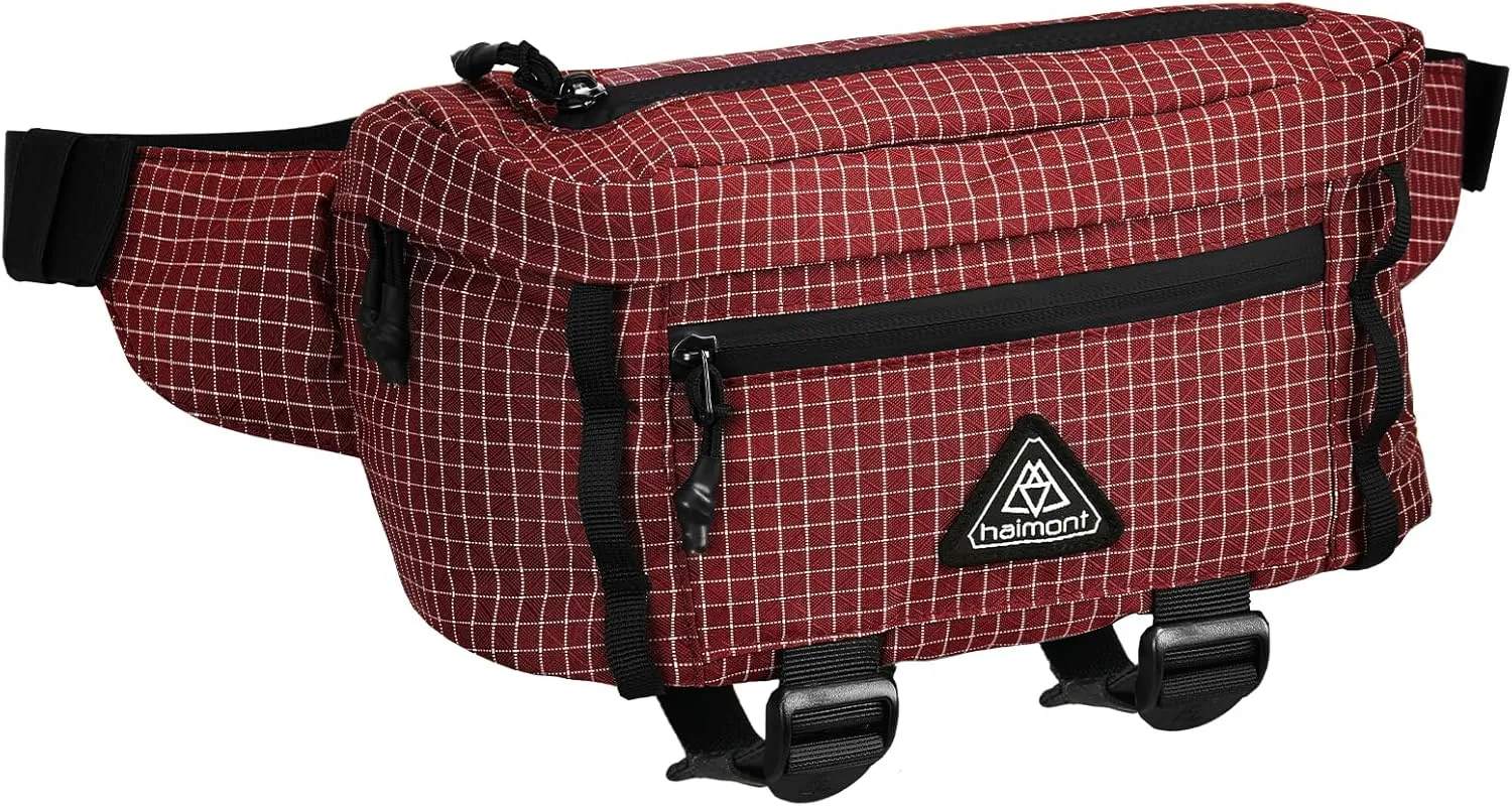 Haimont Waist Pack for Men Women, Fanny Packs with Multiple Pockets, Lightweight Crossbody Chest Bag for Travel, Hiking, Running, Outdoor, Water-resistant, Red