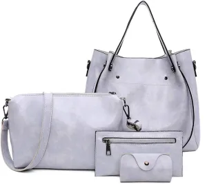 Handbag for Women Wallet Tote Bag Shoulder Bags Top Handle Satchel 4pcs Purse Set(Black)