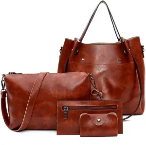 Handbag for Women Wallet Tote Bag Shoulder Bags Top Handle Satchel 4pcs Purse Set(Black)