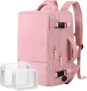 Hanples Carry On Travel Backpack for Women, Large 40L Person Item Luggage Backpack,17inch Laptop Backpack TSA Flight Approved, Travel Essentials Casual Daypack with 2 Toiletry Bag