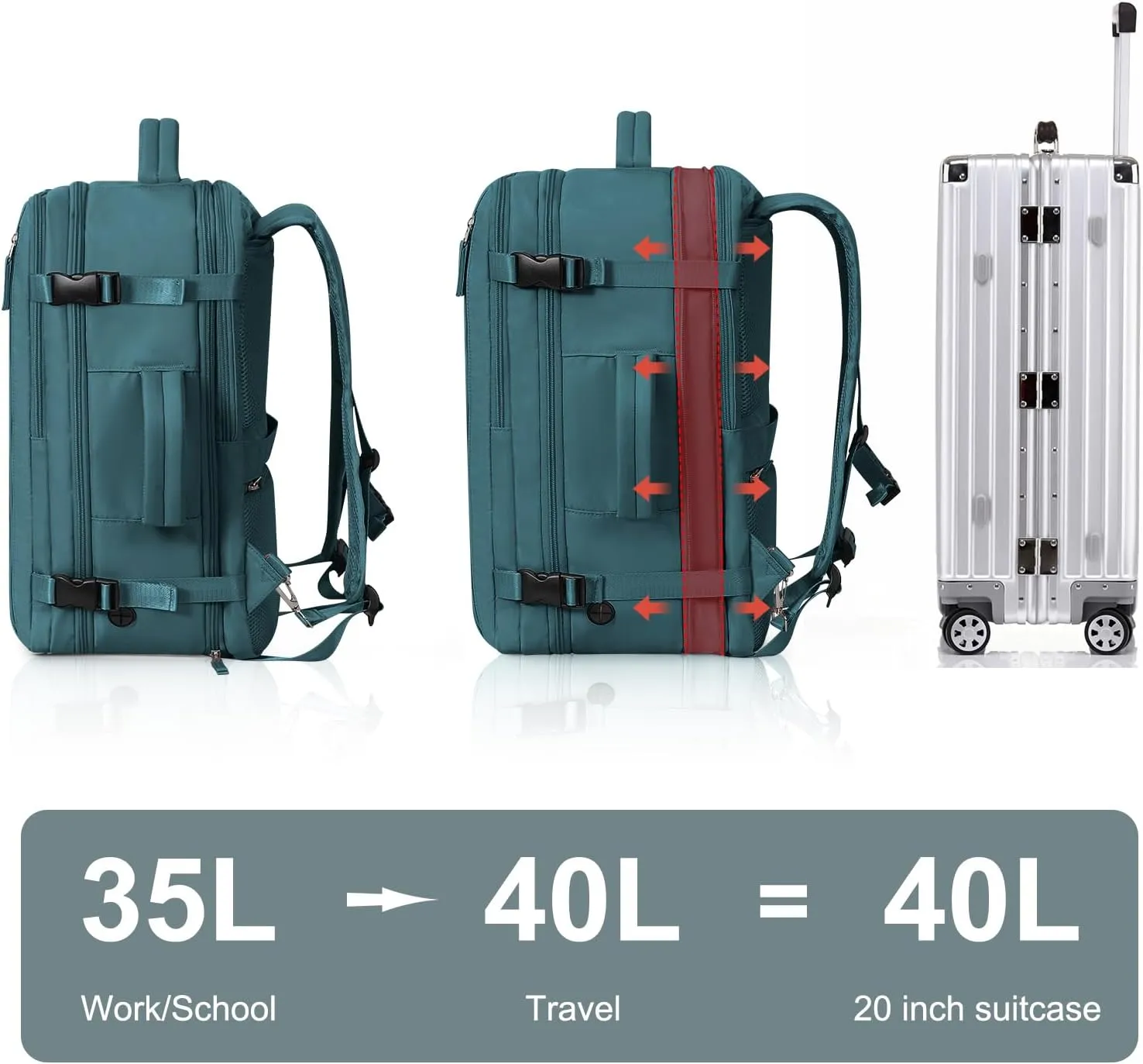 Hanples Extra Large Travel Backpack for Women as Person Item Flight Approved, 40L Carry On Backpack, 17 Inch Laptop Backpack, Waterproof Backpack, Hiking Backpack, Casual Bag(Peacock Blue)