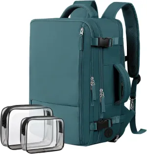 Hanples Extra Large Travel Backpack for Women as Person Item Flight Approved, 40L Carry On Backpack, 17 Inch Laptop Backpack, Waterproof Backpack, Hiking Backpack, Casual Bag(Peacock Blue)