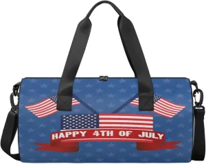 Happy Independence Day Travel Duffel Bag 4th July Patriot Sports Gym Bag Men Women Sports Travel Luggage Bag 17.6”×9”×9 “ Duffel Bag Weekend Overnight Gym Bag Nvenient For Carrying