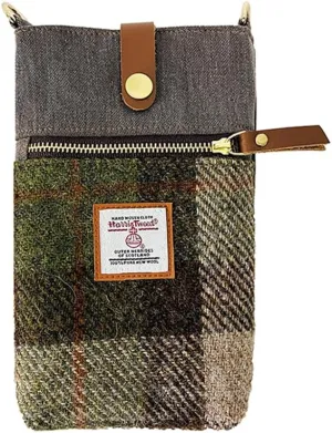 Harris Tweed Small Crossbody Bags for Women Designer Cell Phone Bag Wallet Purses Adjustable Strap With Zipper