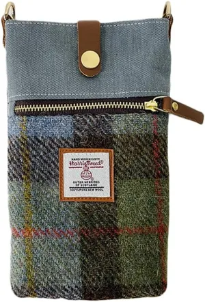 Harris Tweed Small Crossbody Bags for Women Designer Cell Phone Bag Wallet Purses Adjustable Strap With Zipper