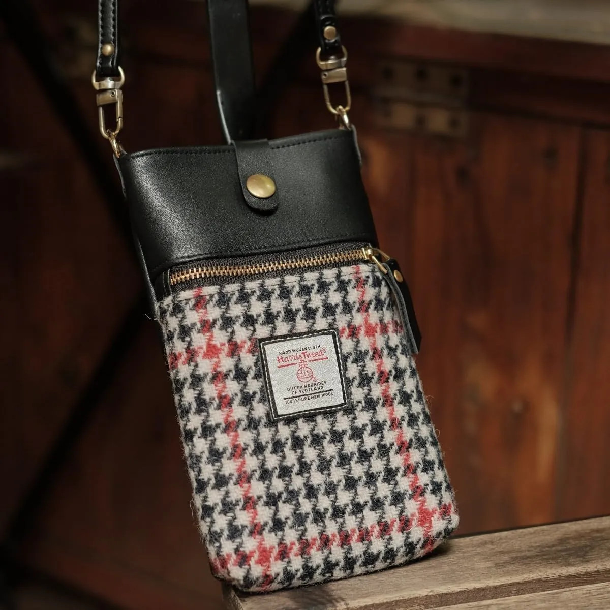 Harris Tweed Small Crossbody Bags for Women Designer Cell Phone Bag Wallet Purses Adjustable Strap With Zipper