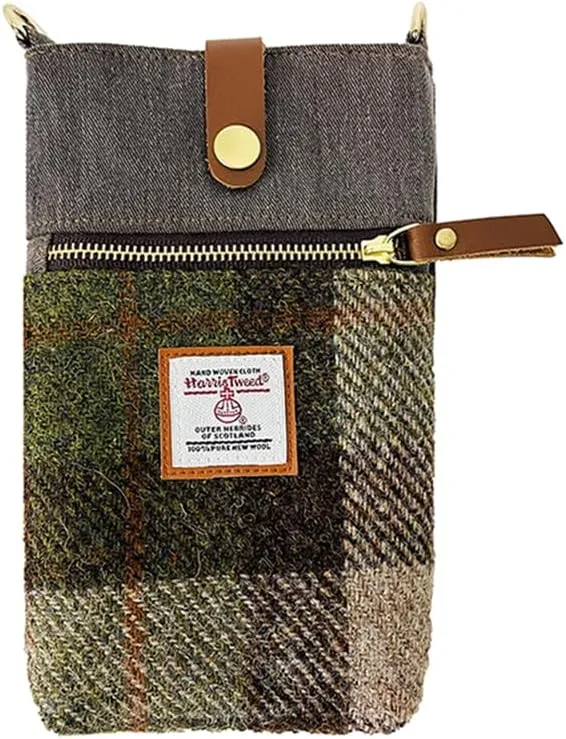 Harris Tweed Small Crossbody Bags for Women Designer Cell Phone Bag Wallet Purses Adjustable Strap With Zipper