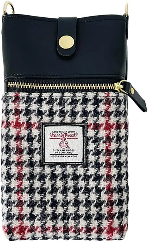 Harris Tweed Small Crossbody Bags for Women Designer Cell Phone Bag Wallet Purses Adjustable Strap With Zipper