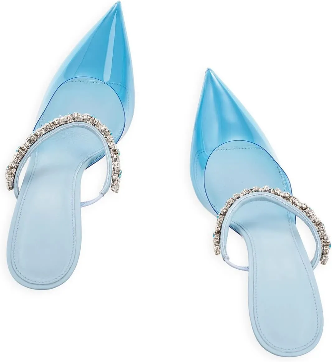 Heeled Mules Gem-Crystal Chain Embellished Strap High Stiletto Heels Sandals