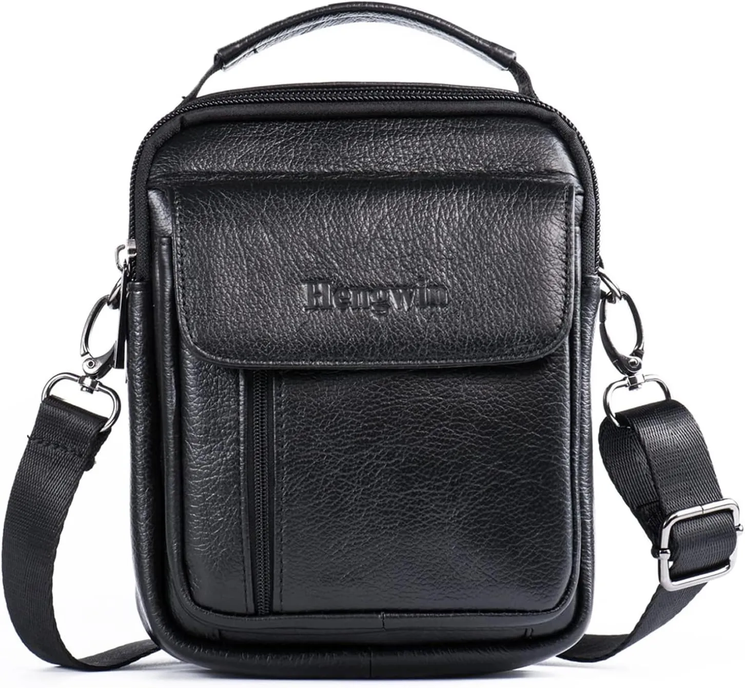 hengwin Genuine Leather Phone Pouch for Belt, Cell Phone Holster with Belt Loop, Crossbody Purse Shoulder Bag Fanny Pack