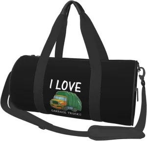 I Love Garbage Trucks Luggage Bags Round Large Capacity Foldable Duffel Bag