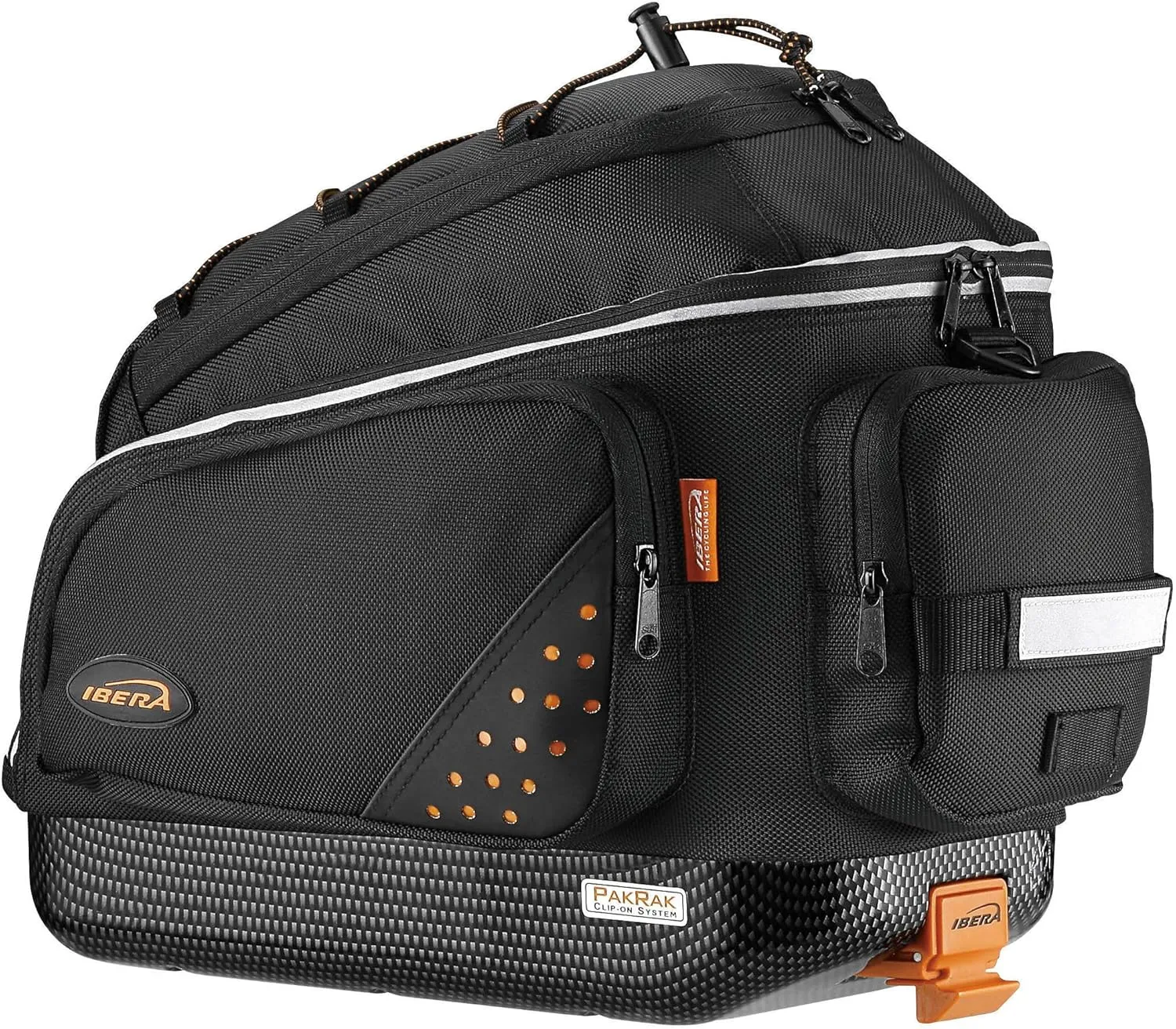Ibera Bike Trunk Bag - PakRak Clip-On Quick-Release Bicycle Commuter Bag