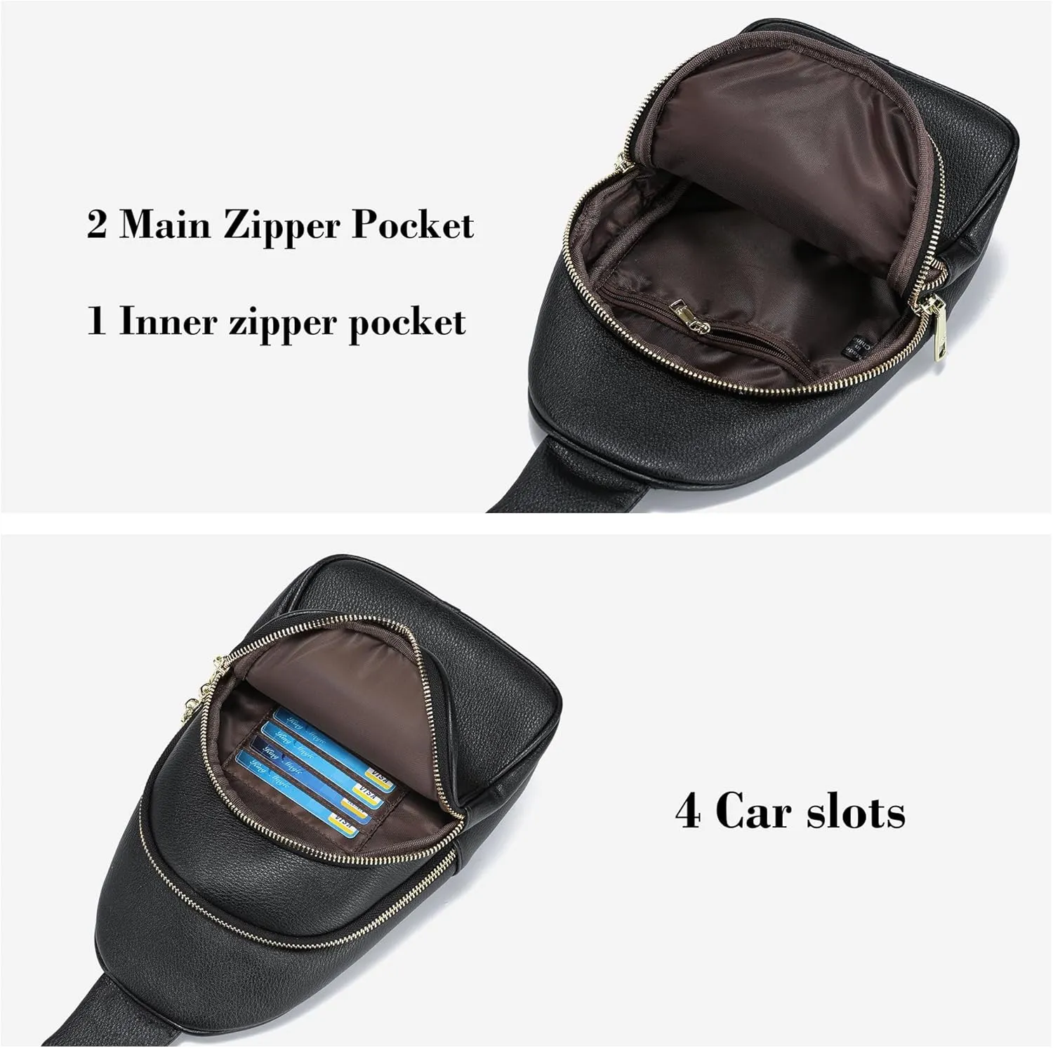 INICAT Crossbody Sling Bags Fanny Packs Leather Purses Chest Bag for Women