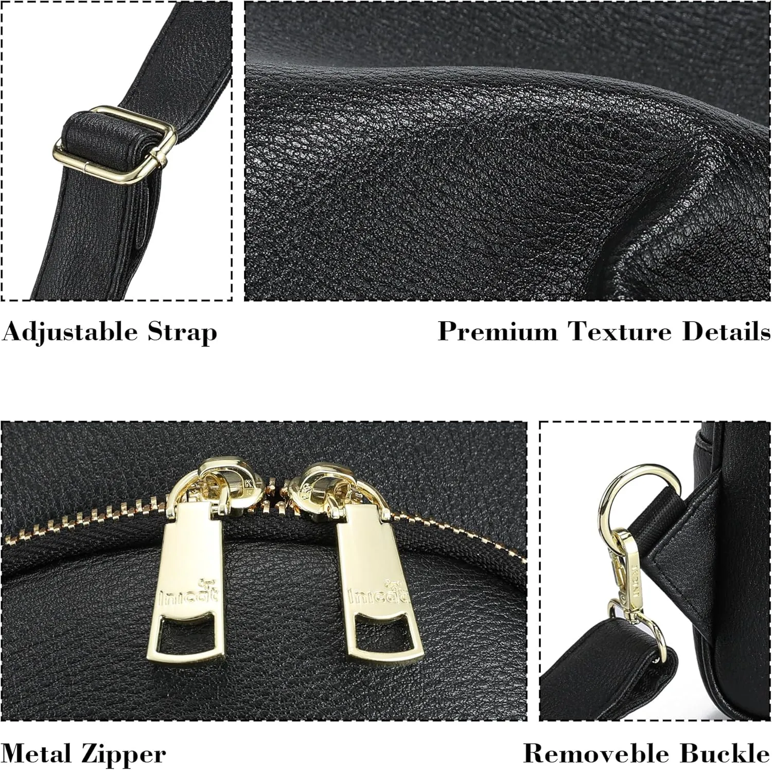 INICAT Crossbody Sling Bags Fanny Packs Leather Purses Chest Bag for Women