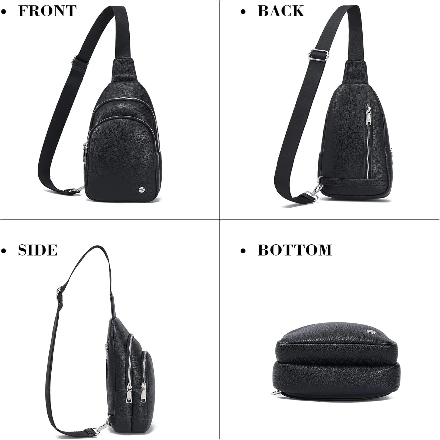 INICAT Crossbody Sling Bags Fanny Packs Leather Purses Chest Bag for Women