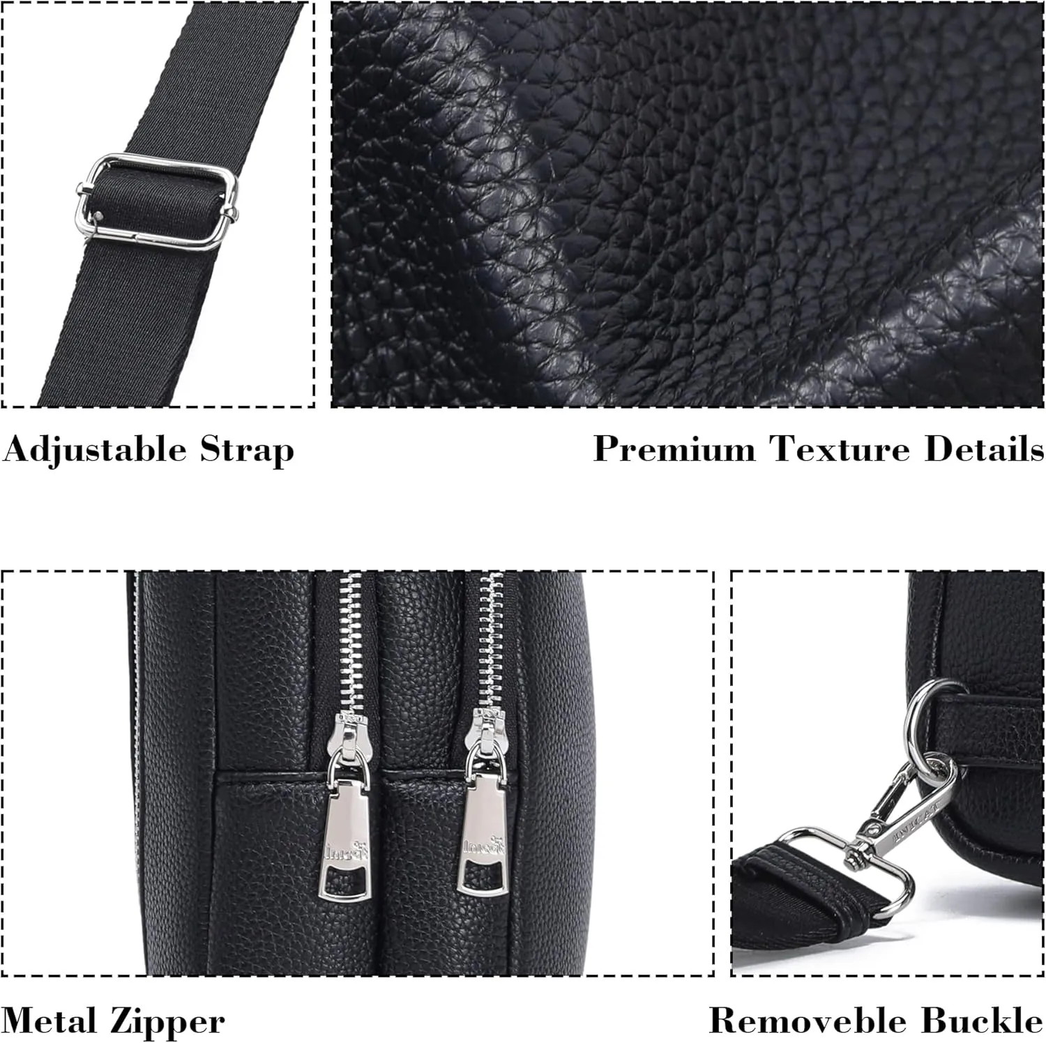 INICAT Crossbody Sling Bags Fanny Packs Leather Purses Chest Bag for Women