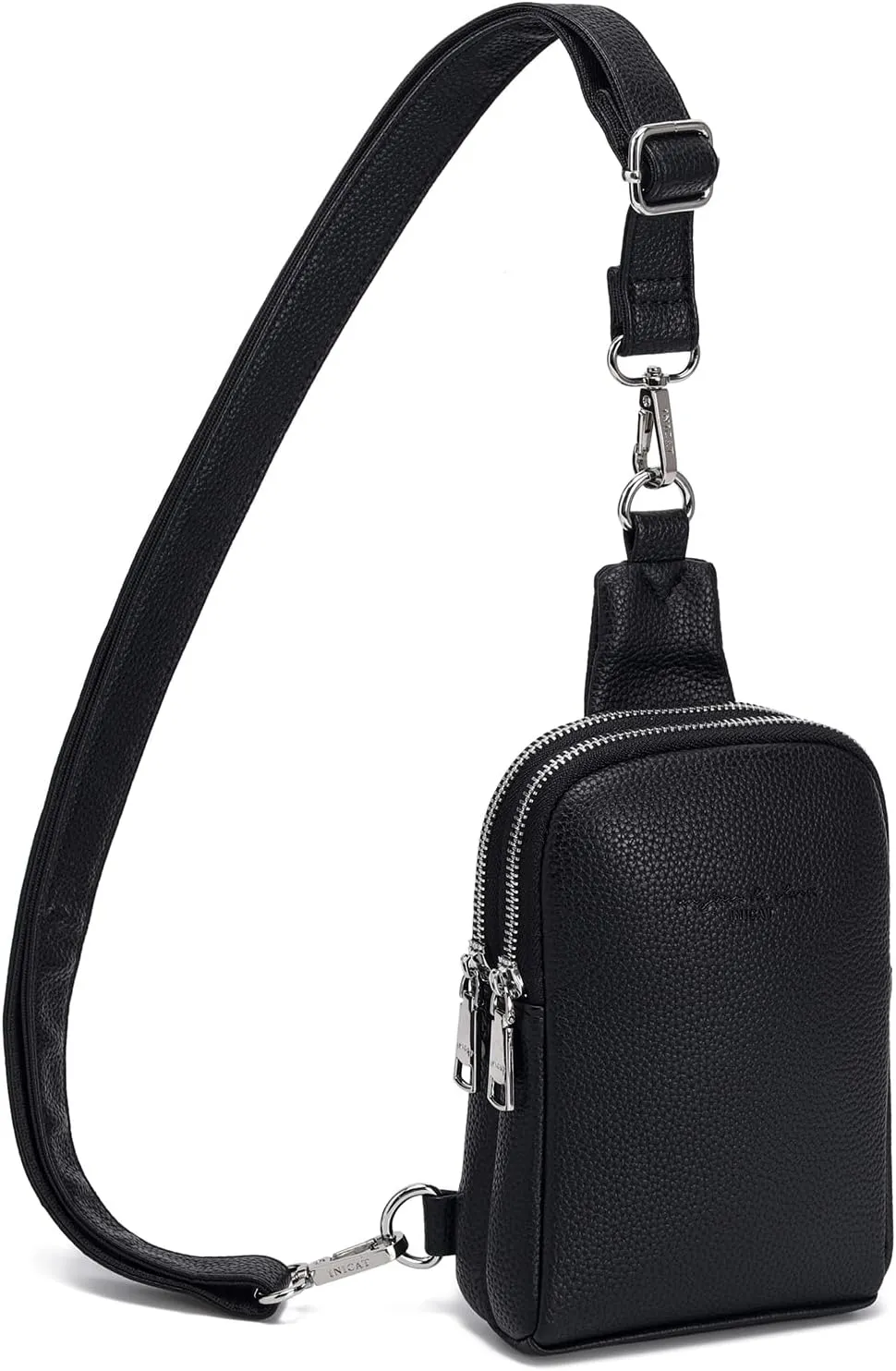 INICAT Sling Bag for Women Small Crossbody Bags Leather Fanny Pack for Travel Essentials(Black LW)