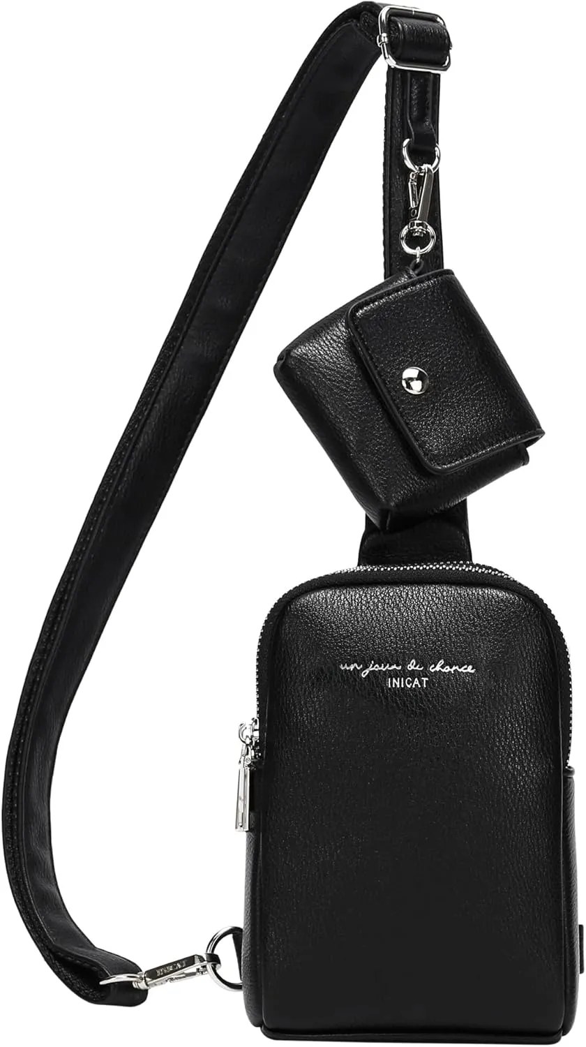 INICAT Travel Small Sling Bag Leather Crossbody Bags for Women Fanny Packs Cross Body Bag for Woman Cross Body Purses