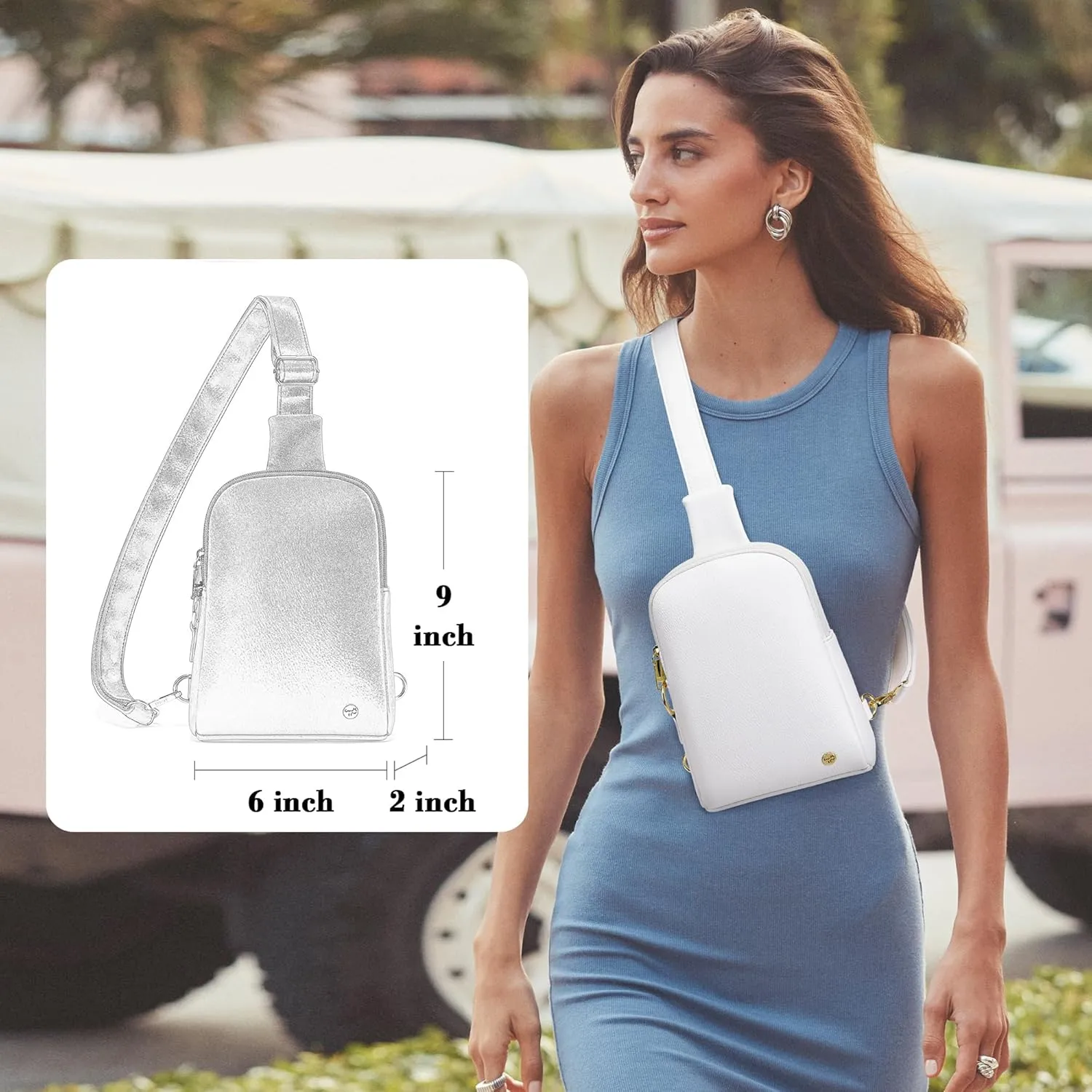 INICAT Travel Small Sling Bag Leather Crossbody Bags for Women Fanny Packs Cross Body Bag for Woman Cross Body Purses