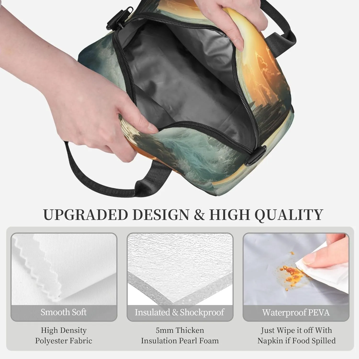 Insulated Lunch Bag Lunch Box for Women Men Divided Sea Pathway Lunch bag Lunch Tote Bags for Work Office