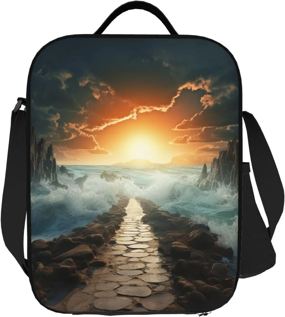 Insulated Lunch Bag Lunch Box for Women Men Divided Sea Pathway Lunch bag Lunch Tote Bags for Work Office